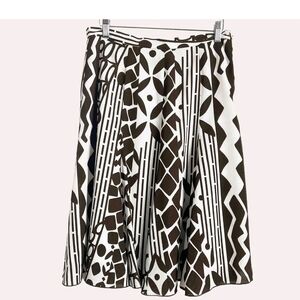 Dress Barn Brown and White Patterned A-Line Skirt